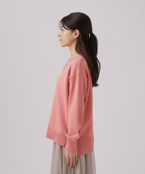 DRESKIP(ドレスキップ)の「◆【洗える】コットンVネックニット【CIRCRIC】(ニット/セーター・レディース・ライトベージュ/ブラック系2/ピンク系/ブルー・02/03/04)」の7枚目の写真