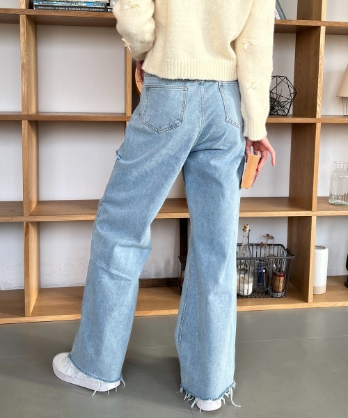 Rejoule(リジュール)の「ダメージストリングデニムパンツ(デニムパンツ・レディース・ホワイト/サックスブルー・S/M)」の9枚目の写真