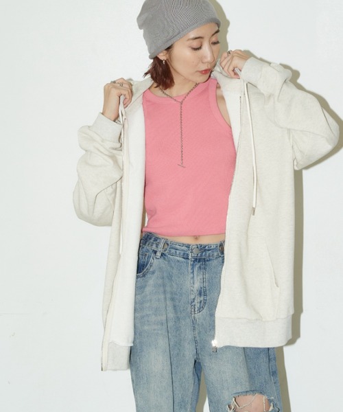 Auntie Rosa Holiday（アンティローザホリデー）の「裏毛オーバーサイズジップパーカー（パーカー・レディース・ブラック/ナチュラル/グレー・FREE）」の13枚目の写真