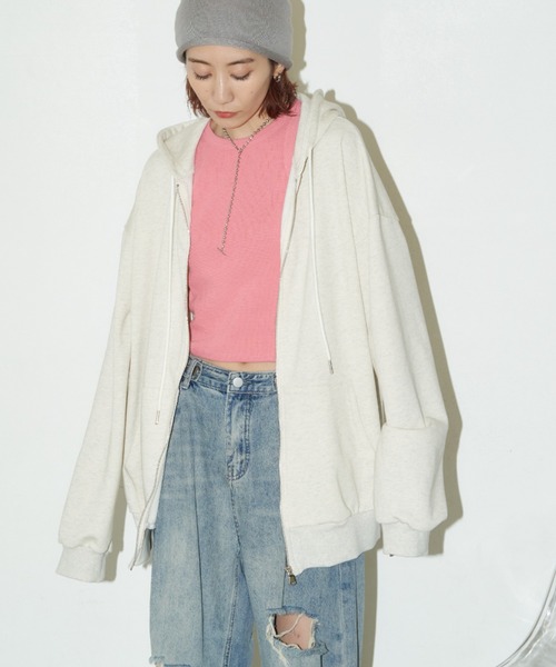 Auntie Rosa Holiday（アンティローザホリデー）の「裏毛オーバーサイズジップパーカー（パーカー・レディース・ブラック/ナチュラル/グレー・FREE）」の14枚目の写真