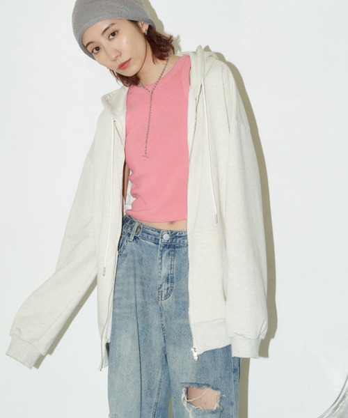 Auntie Rosa Holiday（アンティローザホリデー）の「裏毛オーバーサイズジップパーカー（パーカー・レディース・ブラック/ナチュラル/グレー・FREE）」の12枚目の写真