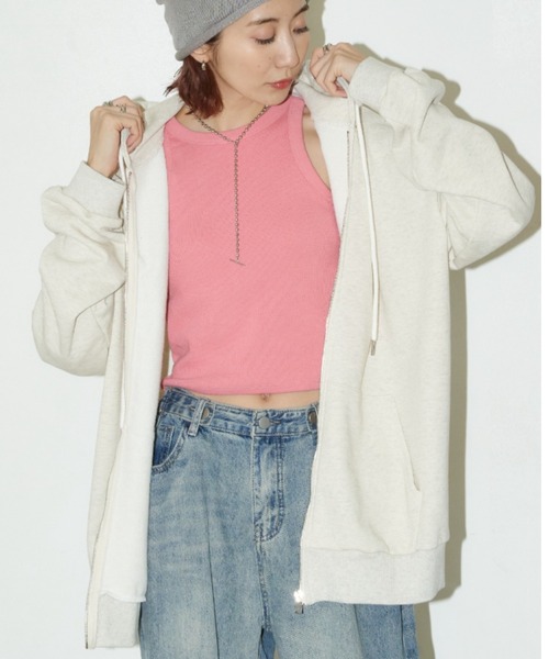 Auntie Rosa Holiday（アンティローザホリデー）の「裏毛オーバーサイズジップパーカー（パーカー・レディース・ブラック/ナチュラル/グレー・FREE）」の10枚目の写真