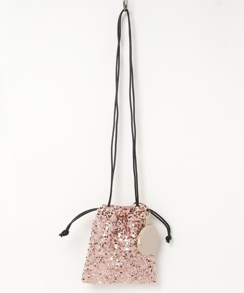 JETEE（ジュテ）の「【JETEE/ジュテ】チャームポーチ付スパンコール巾着バッグ（ショルダーバッグ・レディース・ホワイト/ピンク・FREE）」の7枚目の写真