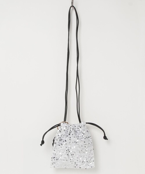 JETEE（ジュテ）の「【JETEE/ジュテ】チャームポーチ付スパンコール巾着バッグ（ショルダーバッグ・レディース・ホワイト/ピンク・FREE）」の9枚目の写真