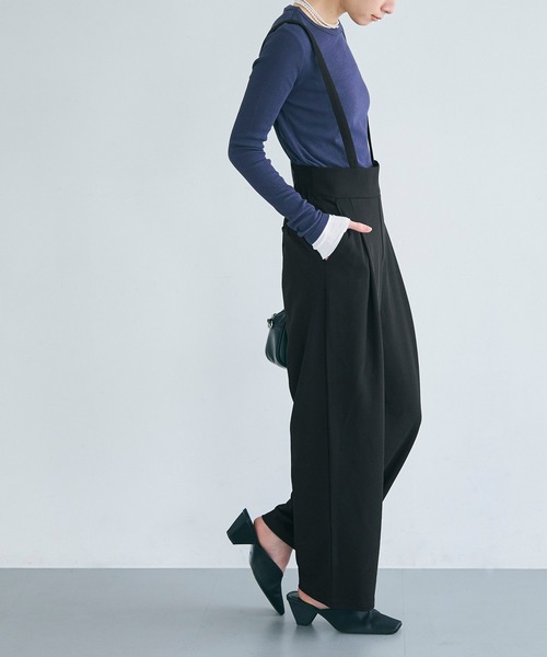 coca（coca）（コカ）の「2WAYジョーゼットワイドサロペット（サロペット/オーバーオール・レディース・ライトベージュ/ブラック/ネイビー・L/M）」の13枚目の写真