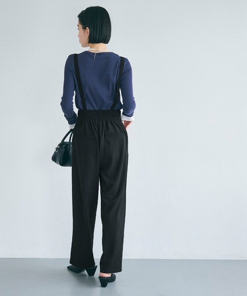 coca（coca）（コカ）の「2WAYジョーゼットワイドサロペット（サロペット/オーバーオール・レディース・ライトベージュ/ブラック/ネイビー・L/M）」の14枚目の写真