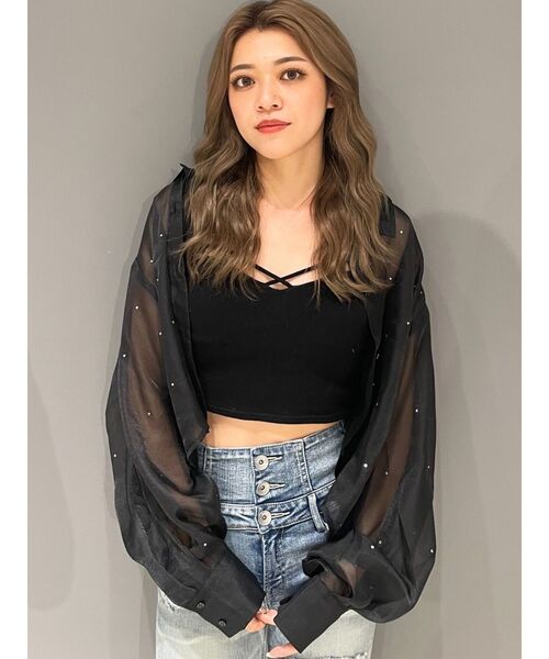 GYDA（ジェイダ）の「バインダービスチェ（キャミソール・レディース・オフホワイト/ブラック・FREE）」の4枚目の写真