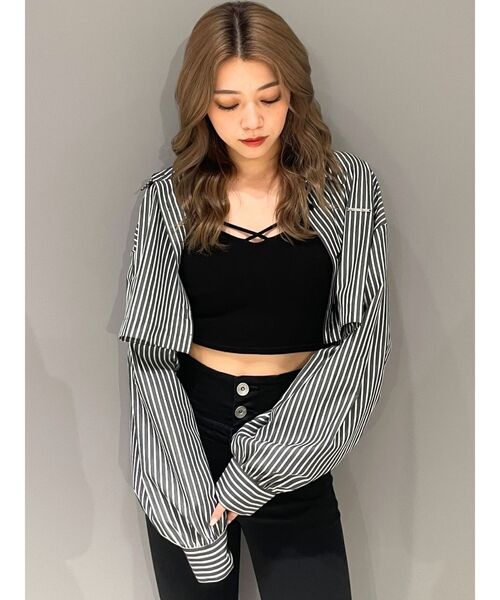 GYDA（ジェイダ）の「バインダービスチェ（キャミソール・レディース・オフホワイト/ブラック・FREE）」の6枚目の写真