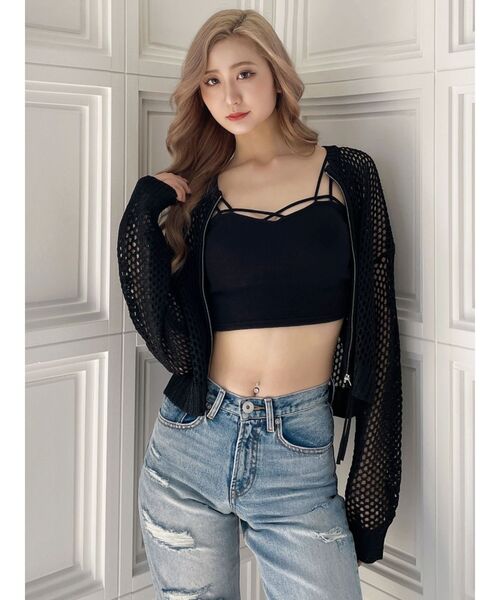 GYDA（ジェイダ）の「バインダービスチェ（キャミソール・レディース・オフホワイト/ブラック・FREE）」の11枚目の写真