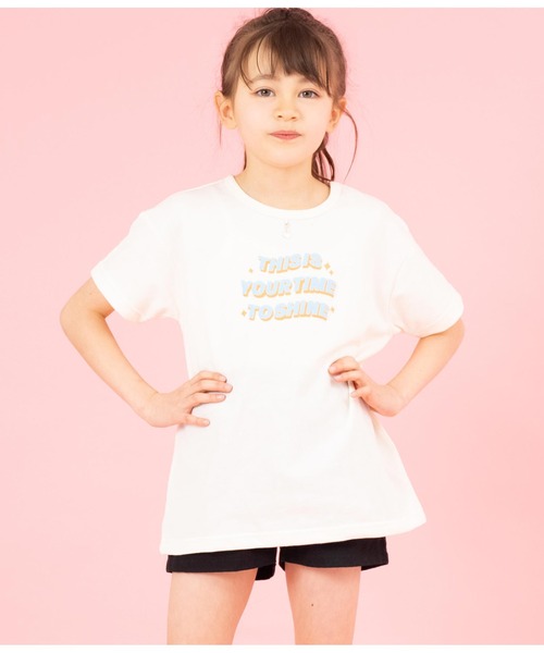 ANAP kids(アナップキッズ)の「ハートチャーム付ミニ裏毛チュニック(チュニック・キッズ・ラベンダー/アイボリー・110cm/120cm/130cm/100cm)」の1枚目の写真