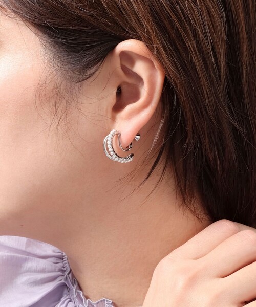 NOLLEY’S(ノーリーズ)の「プチ2ラインイヤリング(イヤリング・レディース・シルバー/ゴールド・FREE)」の1枚目の写真