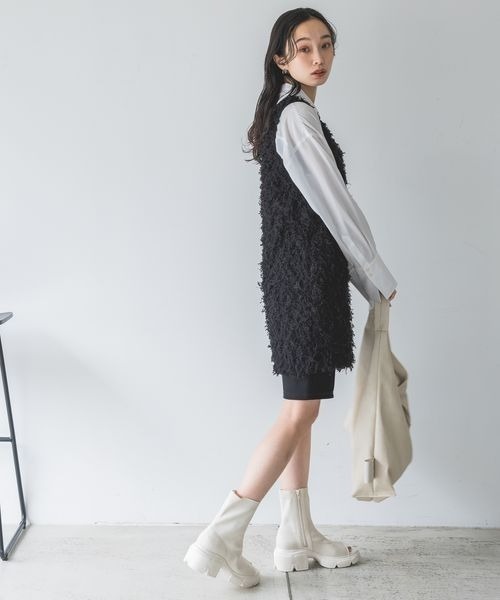 JEANASIS(ジーナシス)の「ニットストレッチブーサン/105262(その他シューズ・レディース・ブラック/ホワイト・MEDIUM/LARGE)」の9枚目の写真