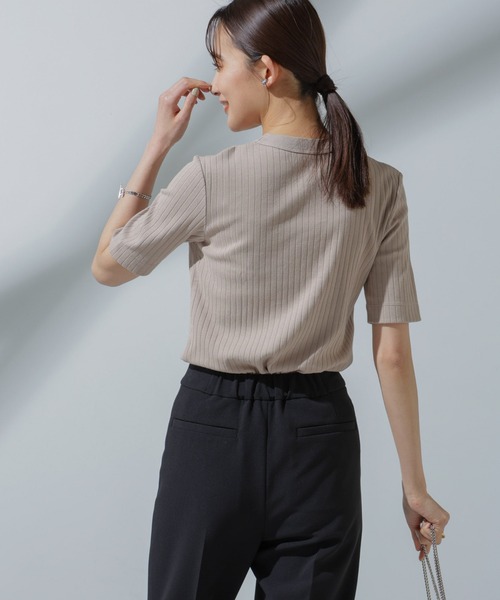 NANO universe（ナノユニバース）の「Anti Soaked(R) 汗染み防止 クルーネックリブTシャツ（Tシャツ/カットソー・レディース・アイボリー/ブラック/グレー系その他4/チャコール・M/S）」の11枚目の写真