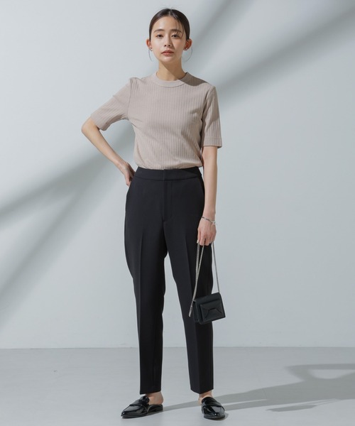 NANO universe（ナノユニバース）の「Anti Soaked(R) 汗染み防止 クルーネックリブTシャツ（Tシャツ/カットソー・レディース・アイボリー/ブラック/グレー系その他4/チャコール・M/S）」の12枚目の写真