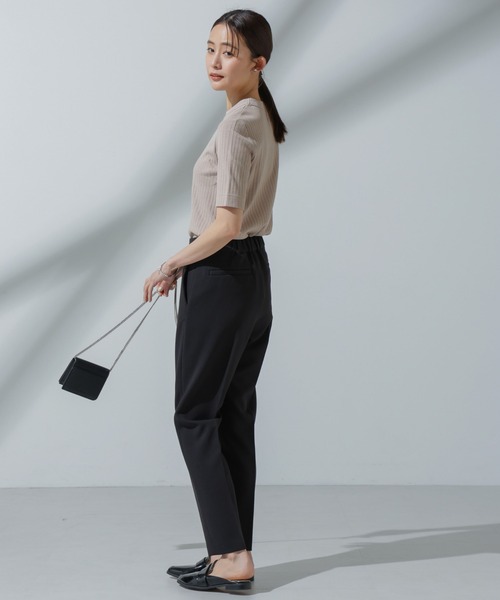 NANO universe（ナノユニバース）の「Anti Soaked(R) 汗染み防止 クルーネックリブTシャツ（Tシャツ/カットソー・レディース・アイボリー/ブラック/グレー系その他4/チャコール・M/S）」の14枚目の写真