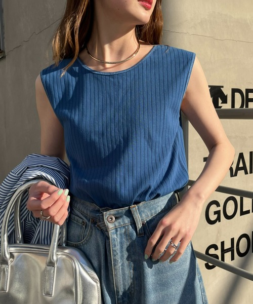 CIAOPANIC TYPY（チャオパニックティピー）の「2WAY配色タンクトップ（タンクトップ・レディース・ブラック/サックスブルー/グレー系その他/ブラウン系その他/チャコールグレー/ホワイト/ピンク/オレンジ/イエロー/ブラウン/グリーン/レッド系その他/カーキ/ブルー・ONE SIZE）」の10枚目の写真