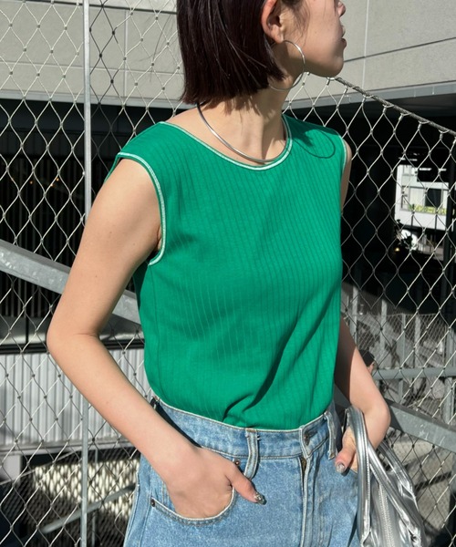 CIAOPANIC TYPY（チャオパニックティピー）の「2WAY配色タンクトップ（タンクトップ・レディース・ブラック/サックスブルー/グレー系その他/ブラウン系その他/チャコールグレー/ホワイト/ピンク/オレンジ/イエロー/ブラウン/グリーン/レッド系その他/カーキ/ブルー・ONE SIZE）」の20枚目の写真