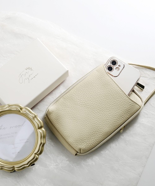 Mia Borsa（ミアボルサ）の「[Mia Borsa]本革レザースマホポーチ スマホショルダー（ショルダーバッグ・レディース・キャメル/ウッド/ブラック/アイボリー・FREE）」の19枚目の写真