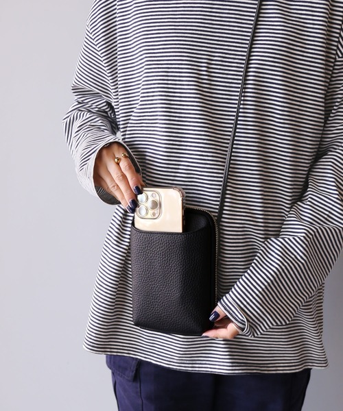 Mia Borsa]本革レザースマホポーチ スマホショルダー