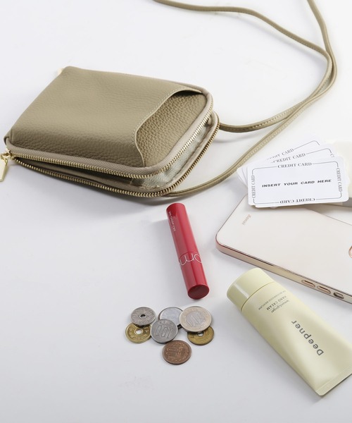 Mia Borsa（ミアボルサ）の「[Mia Borsa]本革レザースマホポーチ スマホショルダー（ショルダーバッグ・レディース・キャメル/ウッド/ブラック/アイボリー・FREE）」の13枚目の写真
