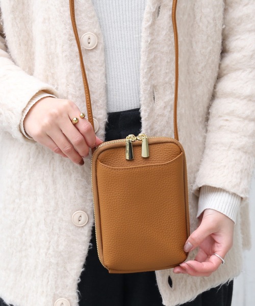 Mia Borsa]本革レザースマホポーチ スマホショルダー（ショルダー