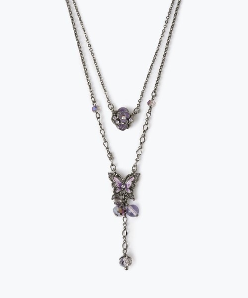 Anna Sui バタフライモチーフ2本セットリング パープル