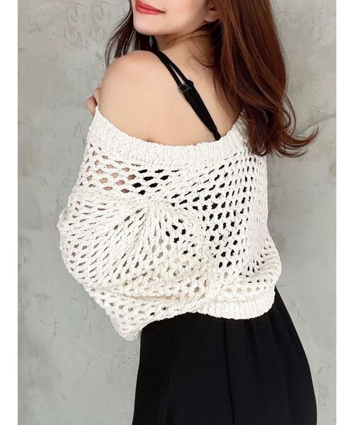 RESEXXY(リゼクシー)の「クロシェカーディガン【セットアップ着用可能】(カーディガン/ボレロ・レディース・ブラック/アイボリー/ベージュ・FREE)」の2枚目の写真