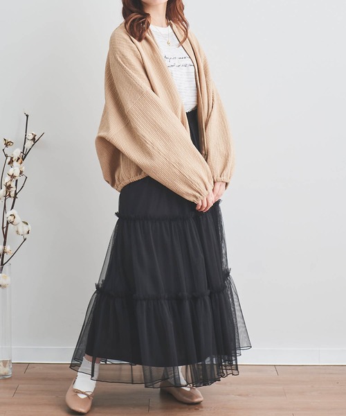 mil(ミル)の「【150㎝前後の小柄さんサイズ】ティアードチュールスカート【裏地付き】(スカート・レディース・ブラック/サックスブルー/オフホワイト・XXS/XS/S)」の16枚目の写真