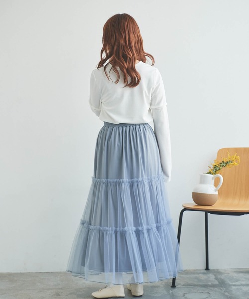 mil(ミル)の「【150㎝前後の小柄さんサイズ】ティアードチュールスカート【裏地付き】(スカート・レディース・ブラック/サックスブルー/オフホワイト・XXS/XS/S)」の20枚目の写真