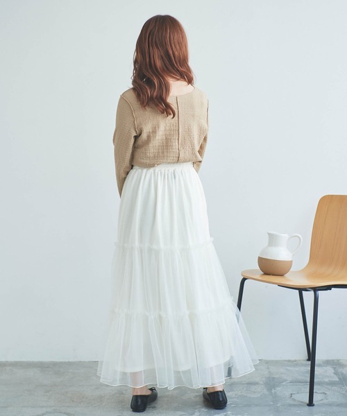 mil(ミル)の「【150㎝前後の小柄さんサイズ】ティアードチュールスカート【裏地付き】(スカート・レディース・ブラック/サックスブルー/オフホワイト・XXS/XS/S)」の9枚目の写真