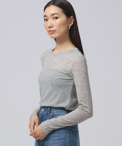GALLEST(ギャレスト)の「◆クルーネックリブTシャツ(Tシャツ/カットソー・レディース・ピンク系/アイボリー・38)」の12枚目の写真