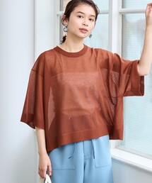 【RONEL】ハーフスリーブシアーニット