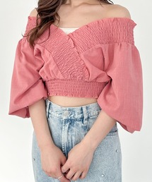 シャーリングクロスブラウス（半袖）　118686