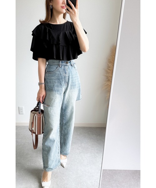 tシャツ アシメフリルカットソー レディース ZOZO限定】アシメフリルディティールカットソー（Tシャツ