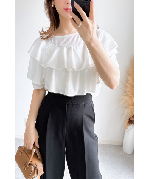 &. NOSTALGIA(アンドドットノスタルジア)の「【ZOZO限定】アシメフリルディティールカットソー(Tシャツ/カットソー・レディース・ホワイト/ブラック・M)」の13枚目の写真