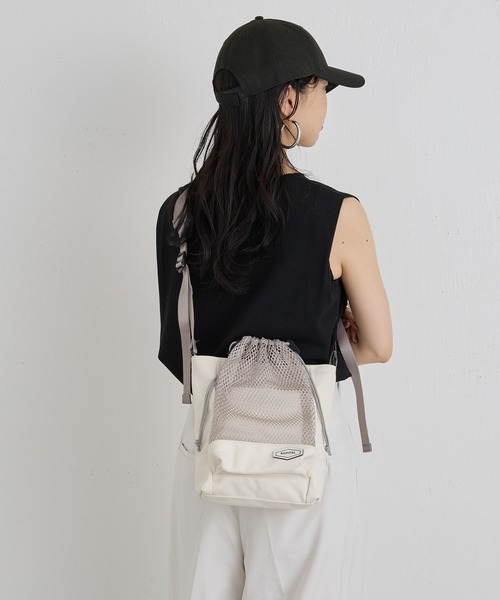 45R☆45星コットンショルダー ポケッチバック/ブリティッシュグリーン♪ russet（ラシット）の「【KEPITAL】メッシュポケットショルダー
