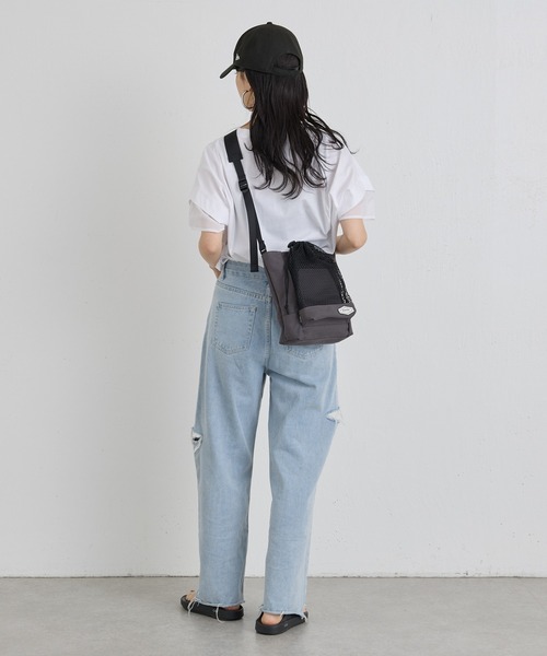 45R☆45星コットンショルダー ポケッチバック/ブリティッシュグリーン♪ russet（ラシット）の「【KEPITAL】メッシュポケットショルダー