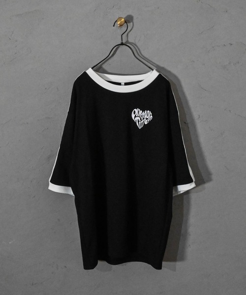 Ritzy（リッツィー）の「16/TC 天竺袖ライン 刺繍Tシャツ(ハートLOGO、Marseille） レディース メンズ（Tシャツ/カットソー・メンズ・ブラック/ホワイト/ブラック系その他/ホワイト系その他・MEDIUM/LARGE/X-LARGE/SMALL）」の14枚目の写真
