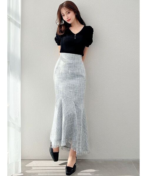 RESEXXY（リゼクシー）の「ギャザースリーブニットトップス（ニット/セーター・レディース・ブラック/その他1/レッド・FREE）」の6枚目の写真