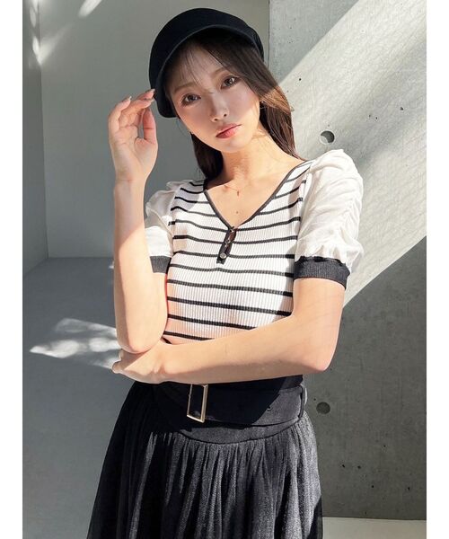 RESEXXY（リゼクシー）の「ギャザースリーブニットトップス（ニット/セーター・レディース・ブラック/その他1/レッド・FREE）」の19枚目の写真