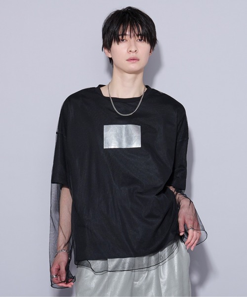 Ellno Loset(エルノロゼット)の「メタリックptチュールレイヤードT(Tシャツ/カットソー・メンズ・オフホワイト/ブラック・MEDIUM/SMALL/LARGE)」の14枚目の写真