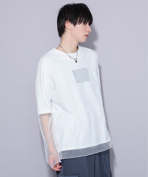 Ellno Loset(エルノロゼット)の「メタリックptチュールレイヤードT(Tシャツ/カットソー・メンズ・オフホワイト/ブラック・MEDIUM/SMALL/LARGE)」の6枚目の写真