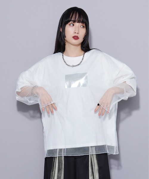 Ellno Loset(エルノロゼット)の「メタリックptチュールレイヤードT(Tシャツ/カットソー・メンズ・オフホワイト/ブラック・MEDIUM/SMALL/LARGE)」の21枚目の写真