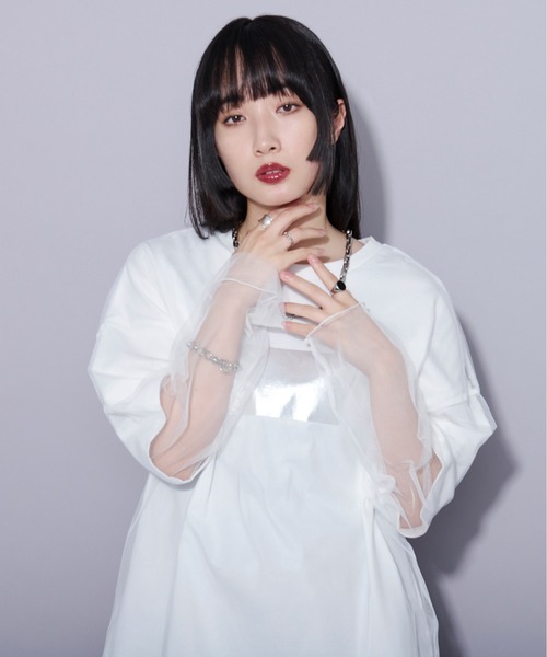 Ellno Loset(エルノロゼット)の「メタリックptチュールレイヤードT(Tシャツ/カットソー・メンズ・オフホワイト/ブラック・MEDIUM/SMALL/LARGE)」の19枚目の写真