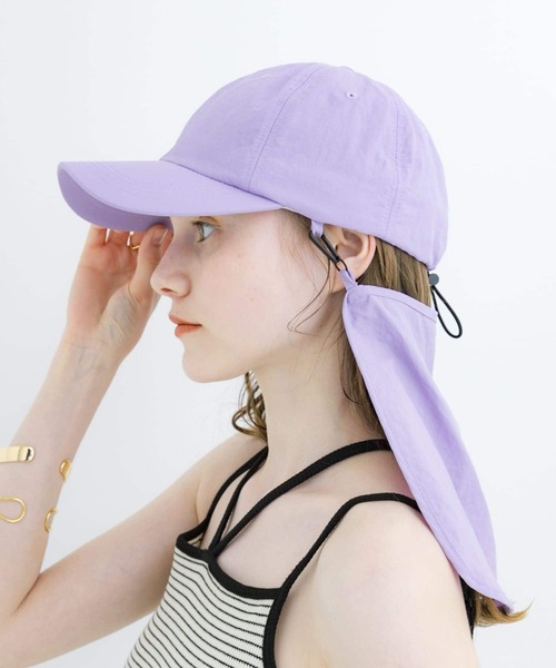 SMELLY(スメリー)の「『撥水/UVカット』サンシェードキャップ(キャップ・レディース・ラベンダー/ブラック・-)」の6枚目の写真