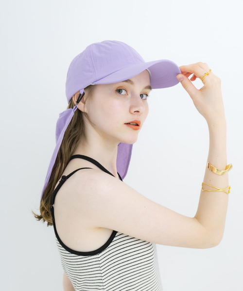 SMELLY(スメリー)の「『撥水/UVカット』サンシェードキャップ(キャップ・レディース・ラベンダー/ブラック・-)」の9枚目の写真