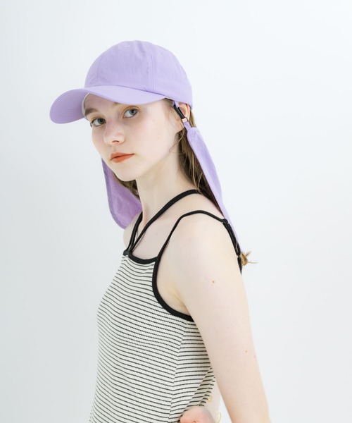 SMELLY(スメリー)の「『撥水/UVカット』サンシェードキャップ(キャップ・レディース・ラベンダー/ブラック・-)」の10枚目の写真