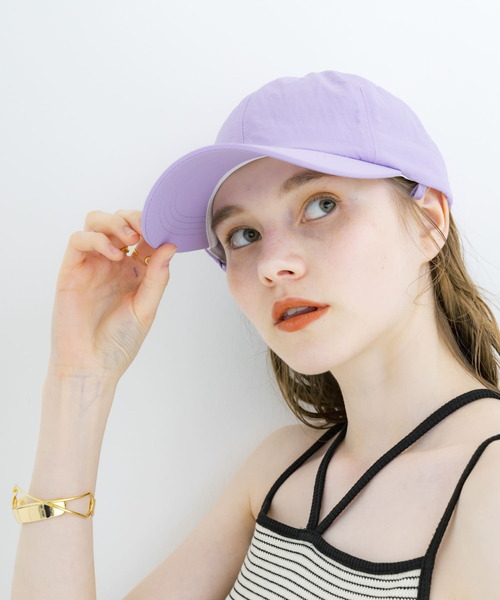 SMELLY(スメリー)の「『撥水/UVカット』サンシェードキャップ(キャップ・レディース・ラベンダー/ブラック・-)」の12枚目の写真