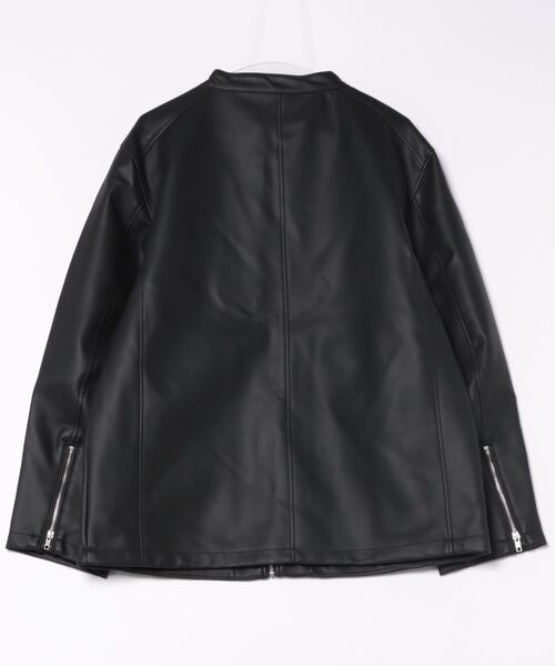 NYLAUS（ナイラス）の「大きいサイズ フェイクレザー シングルライダースジャケット（ライダースジャケット・メンズ・ワイン/ブラック/ネイビー・5L/4L/3L）」の9枚目の写真