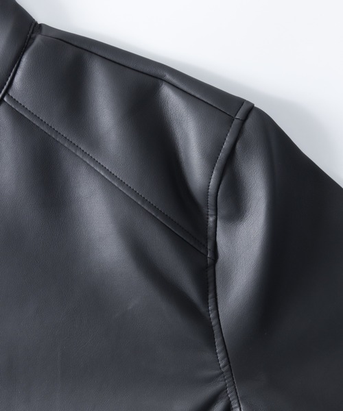 NYLAUS（ナイラス）の「大きいサイズ フェイクレザー シングルライダースジャケット（ライダースジャケット・メンズ・ワイン/ブラック/ネイビー・5L/4L/3L）」の5枚目の写真